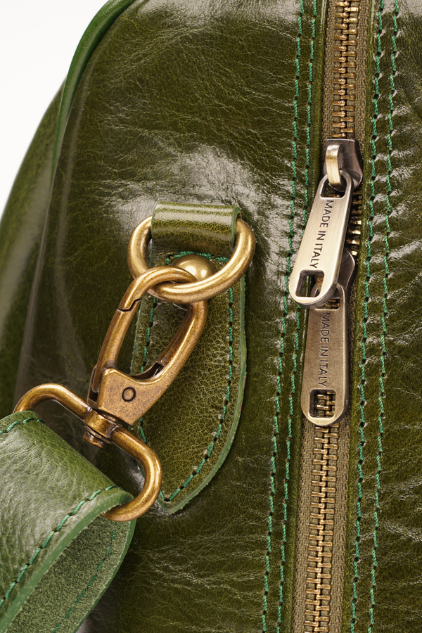 Geantă de Voiaj din Piele Naturală Verde – Made in Italy