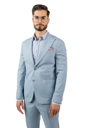 Costum Bărbați Bleu Elegant din Material Tehnic