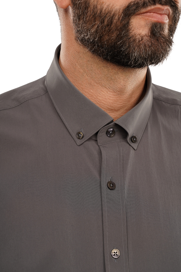 Cămașă Bărbați Gri – Bumbac Elastic
