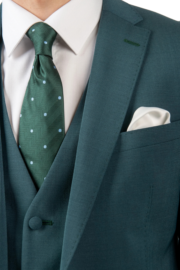 Costum Bărbați Turquoise Premium din Lână în Trei Piese