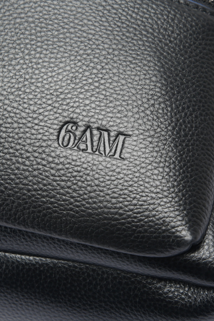 Rucsac din piele naturală, negru, pentru birou și călătorie