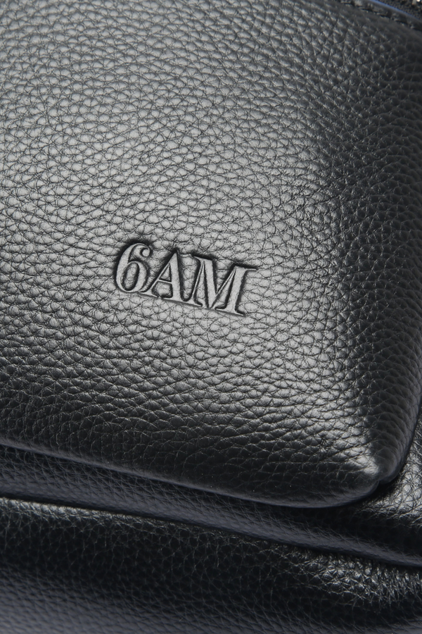 Rucsac din piele naturală, negru, pentru birou și călătorie