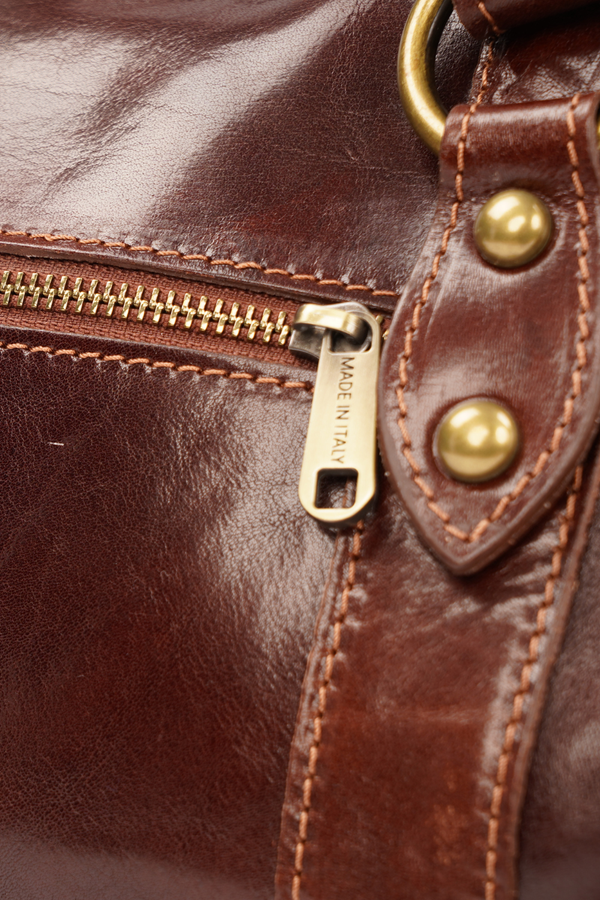 Geantă de Voiaj din Piele Naturală Maro Închis – Made in Italy