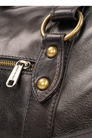 Geantă de Voiaj din Piele Naturală Neagră – Made in Italy