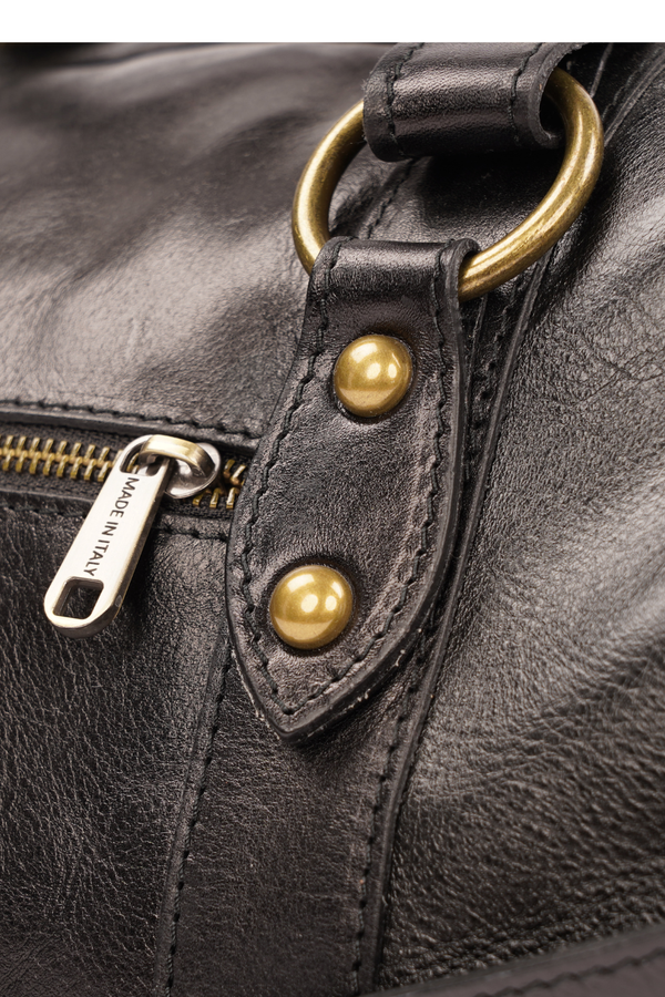 Geantă de Voiaj din Piele Naturală Neagră – Made in Italy