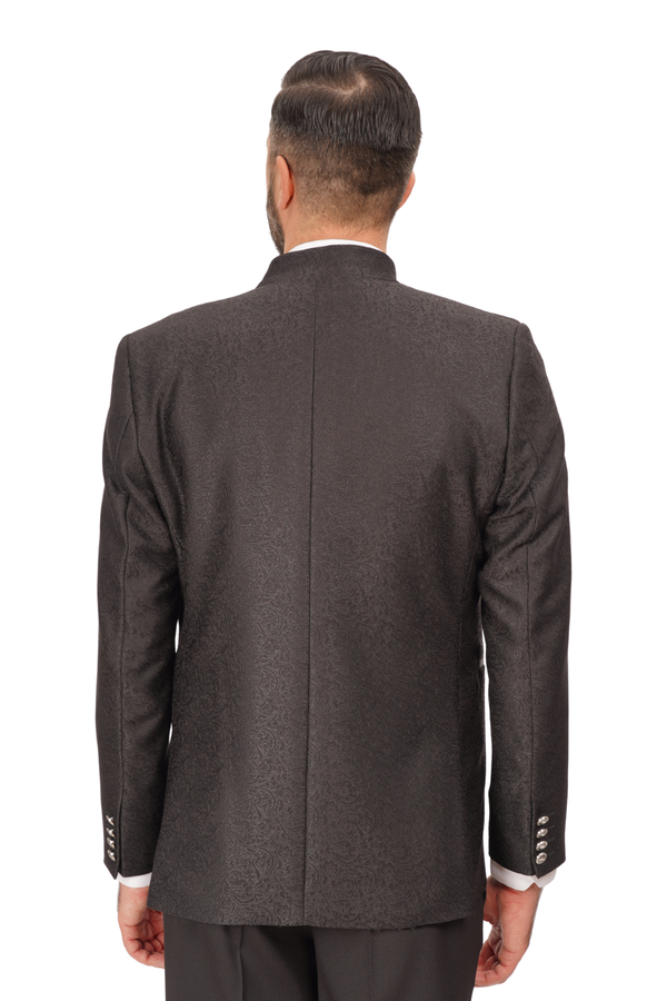 Smoking Negru cu Guler Tunică din 3 Piese 6AM612