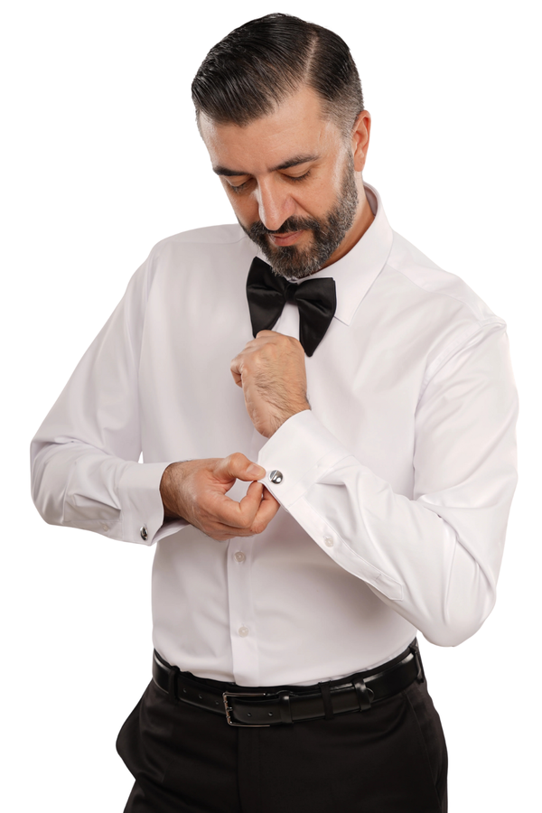 Cămașă Bărbați Albă Elegantă – Bumbac Elastic