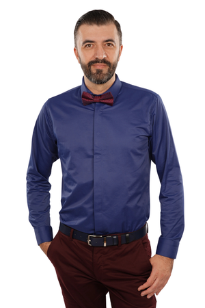 Cămașă Bărbați Albastru Uni – 97% Bumbac