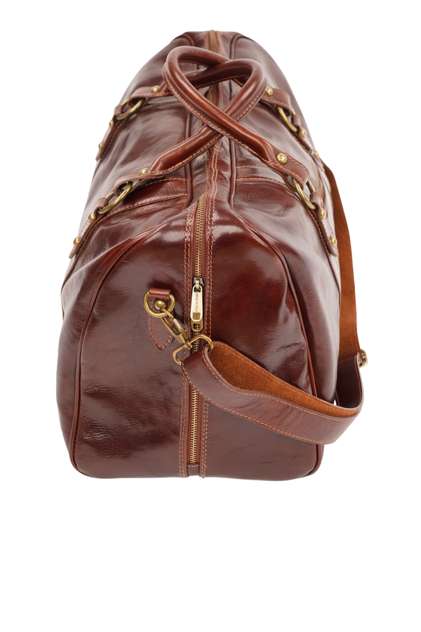 Geantă de Voiaj din Piele Naturală Maro Închis – Made in Italy