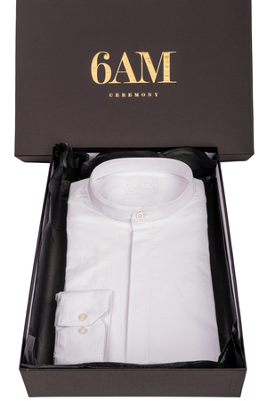 Cămașă Bărbați Albă cu Guler Tunică – 97% Bumbac