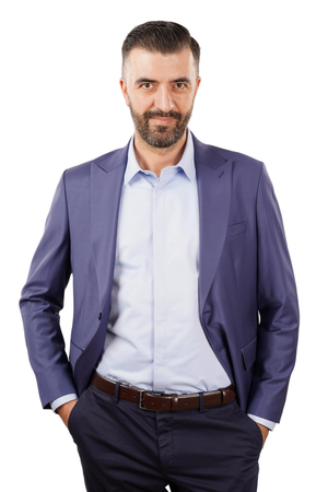 Cămașă Bărbați Albastră din Bumbac cu Nasturi Acoperiți Slim Fit