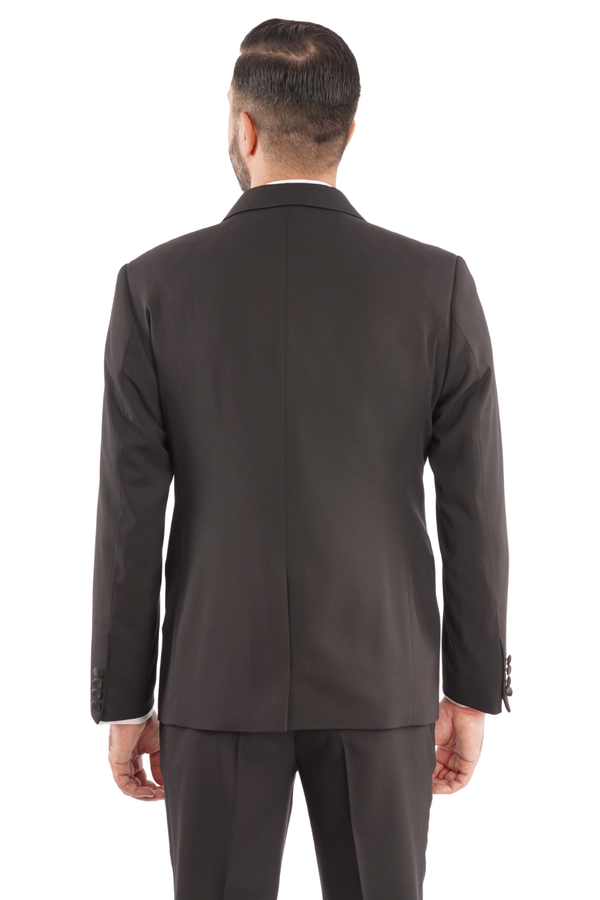 Smoking Negru Structurat cu Rever Satinat 6AM101