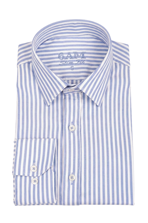 Cămașă Bărbați Alb-Albastru în Dungi – 97% Bumbac