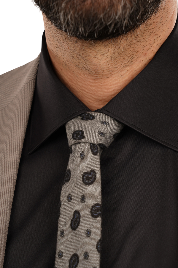 Cămașă Bărbați Neagră Uni – 100% Bumbac Elastic Superfin