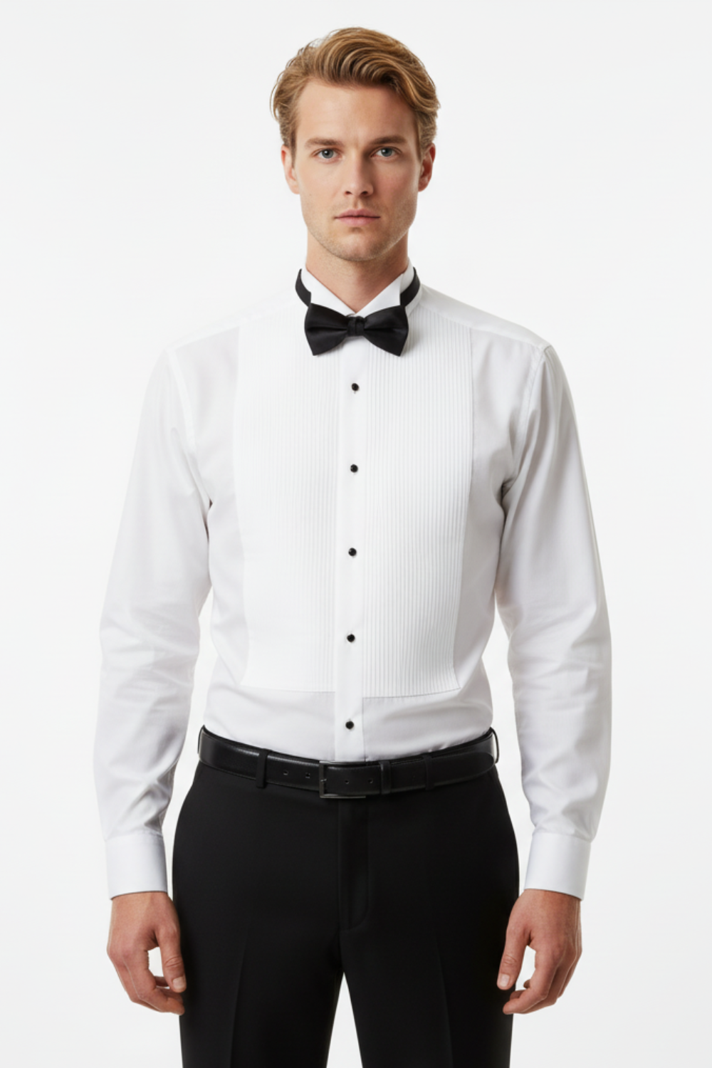 Cămașă Bărbați White Tie cu Guler Rândunică și Plastron 6AMCA00001