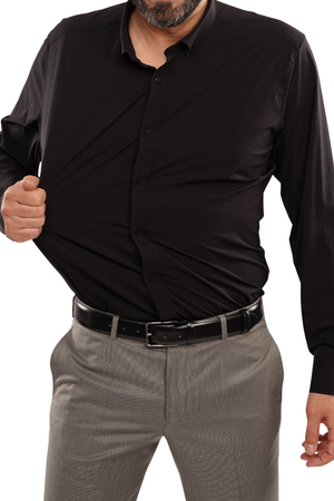 Cămașă Bărbați Neagră – Bumbac Elastic
