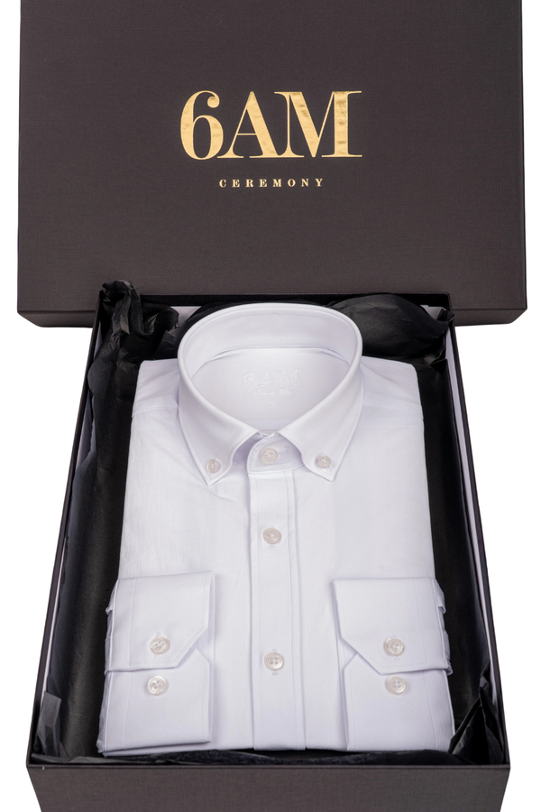 Cămașă Bărbați Albă – Bumbac Elastic