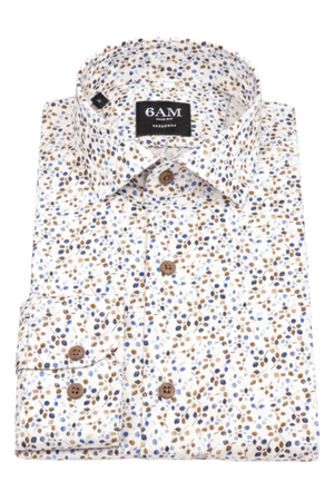 Cămașă Bărbați Albă cu Imprimeu Frunze – 95% Bumbac