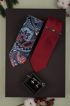 Cutie Cadou Bărbați Cravate, Butoni, Broșă și Ac de Cravată 6AM5009