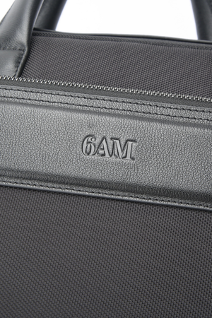 Geantă neagră pentru laptop din piele și material textil