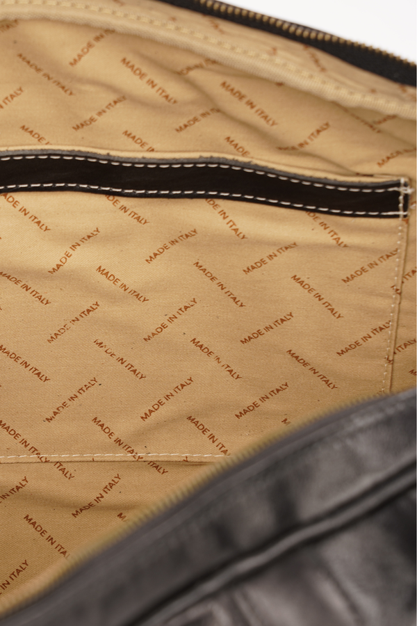 Geantă de Voiaj din Piele Naturală Neagră – Made in Italy