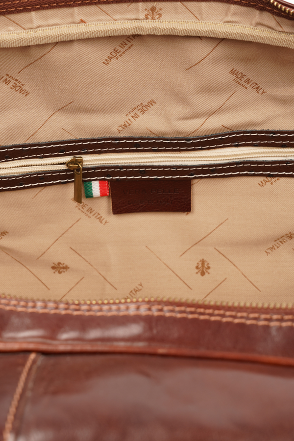 Geantă de Voiaj din Piele Naturală Maro Închis – Made in Italy