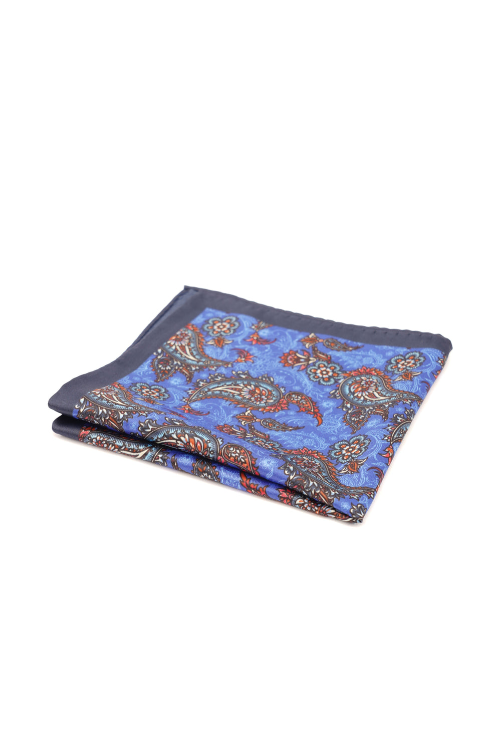 Batistă de buzunar albastră cu imprimeu paisley multicolor