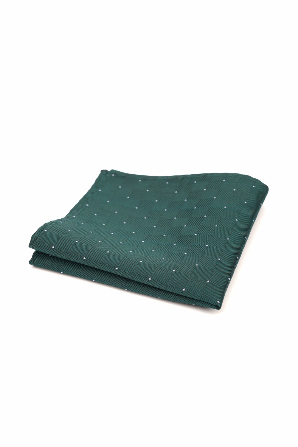 Batistă de buzunar verde închis cu buline mici albe