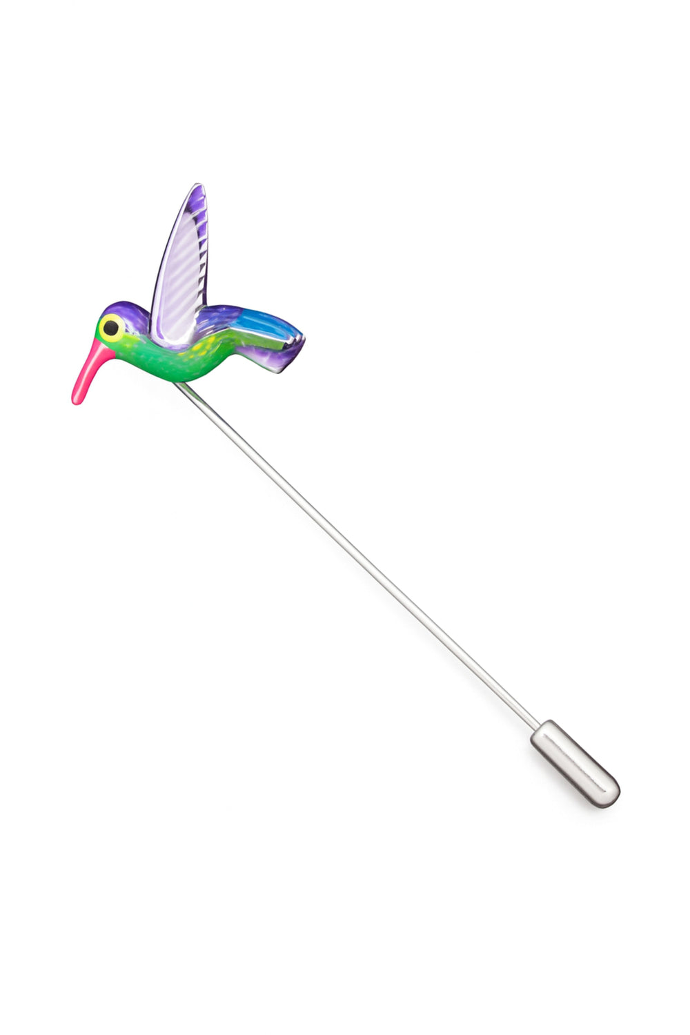 Ac de rever argintiu cu pasăre colibri colorată