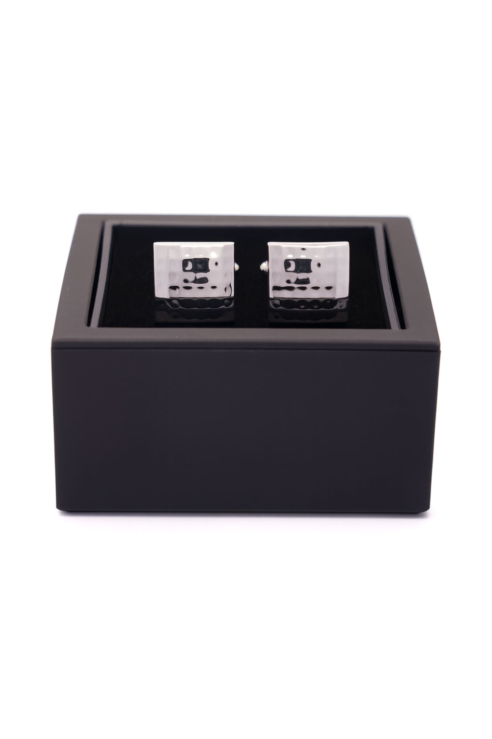 Butoni pătrați argintii cu finisaj lucios