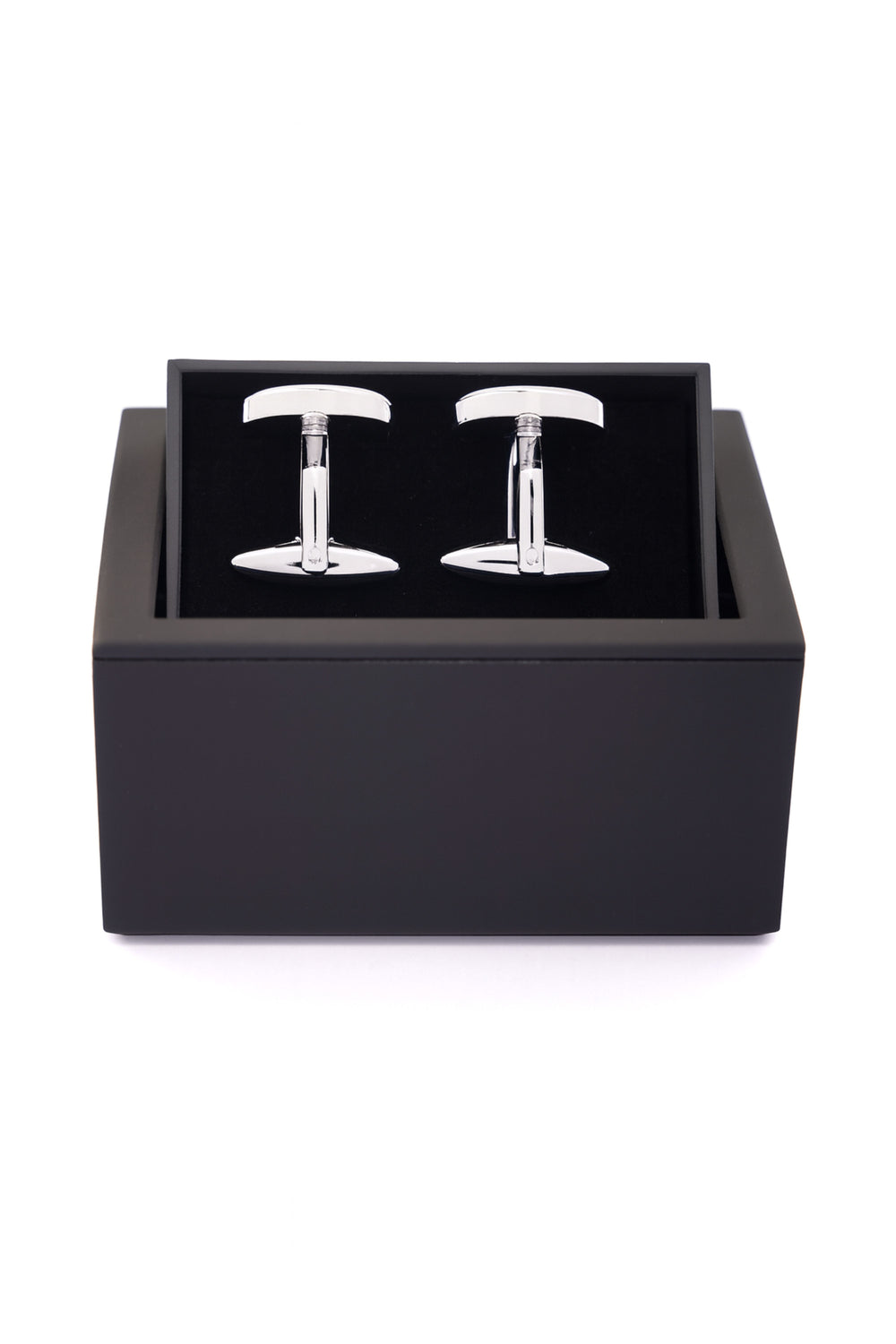 Butoni rotunzi argintii cu inserție albastră decorativă