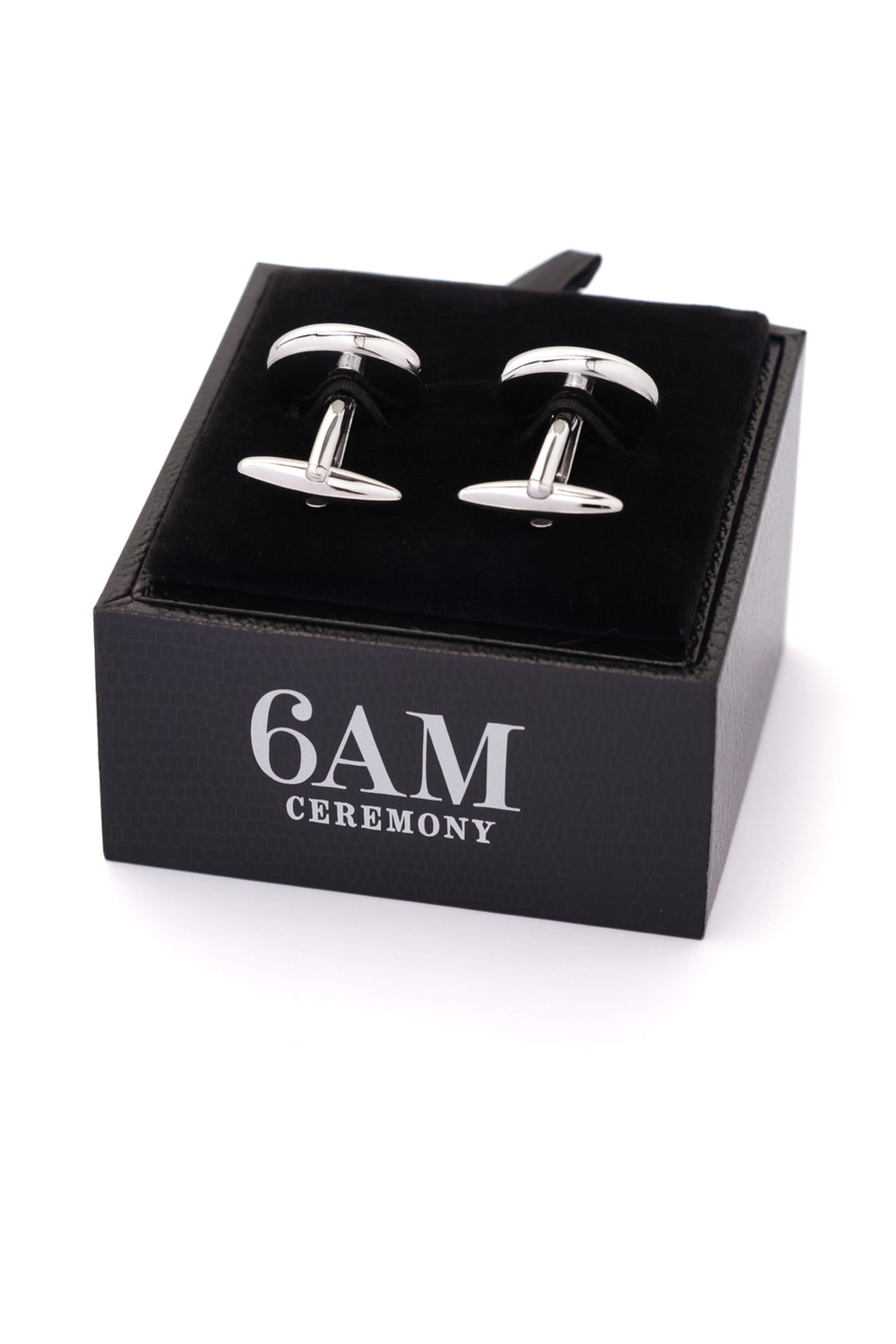 Butoni ovali argintii cu inserție albastră texturată