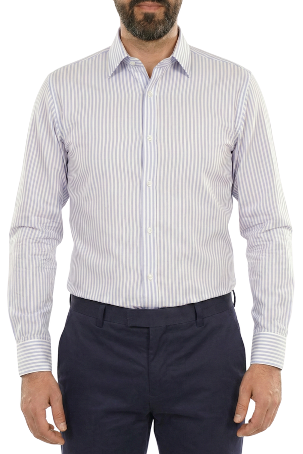 Cămașă Bărbați Alb-Albastru în Dungi – 97% Bumbac