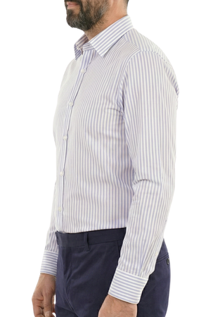 Cămașă Bărbați Alb-Albastru în Dungi – 97% Bumbac