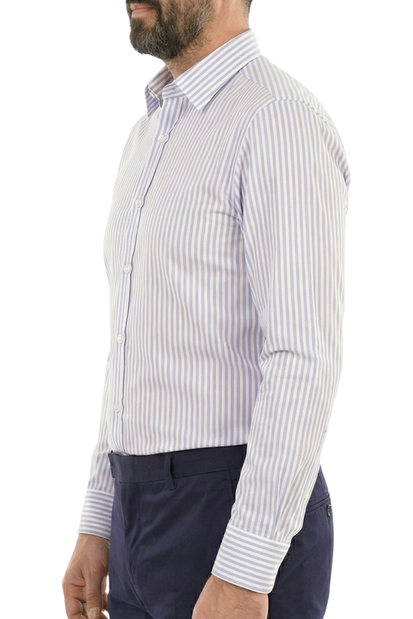 Cămașă Bărbați Alb-Albastru în Dungi – 97% Bumbac