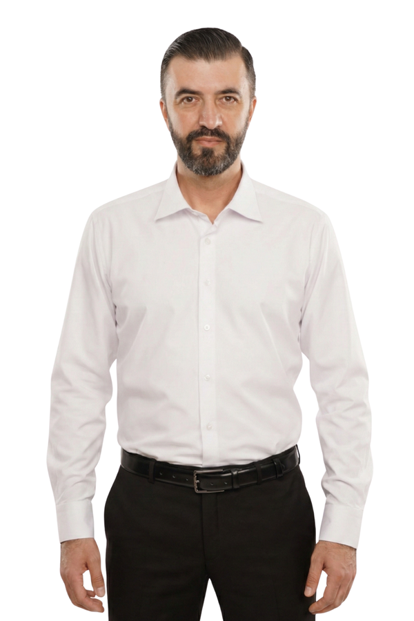 Cămașă Bărbați Albă Elegantă – Bumbac Elastic