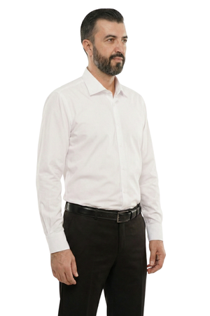 Cămașă Bărbați Albă Elegantă – Bumbac Elastic