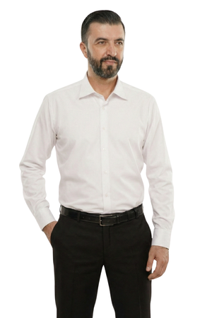 Cămașă Bărbați Albă Elegantă – Bumbac Elastic