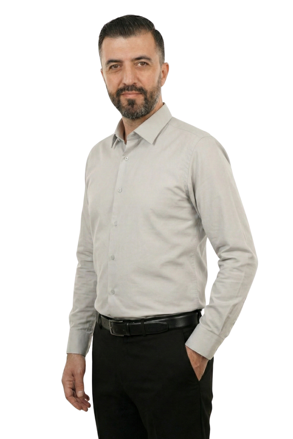 Cămașă Bărbați Gri Deschis – 97% Bumbac