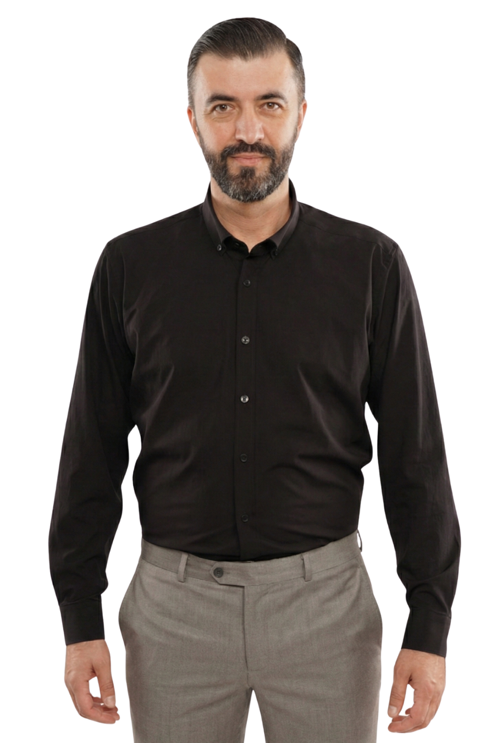 Cămașă Bărbați Neagră – Bumbac Elastic