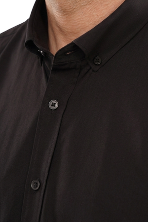 Cămașă Bărbați Neagră – Bumbac Elastic