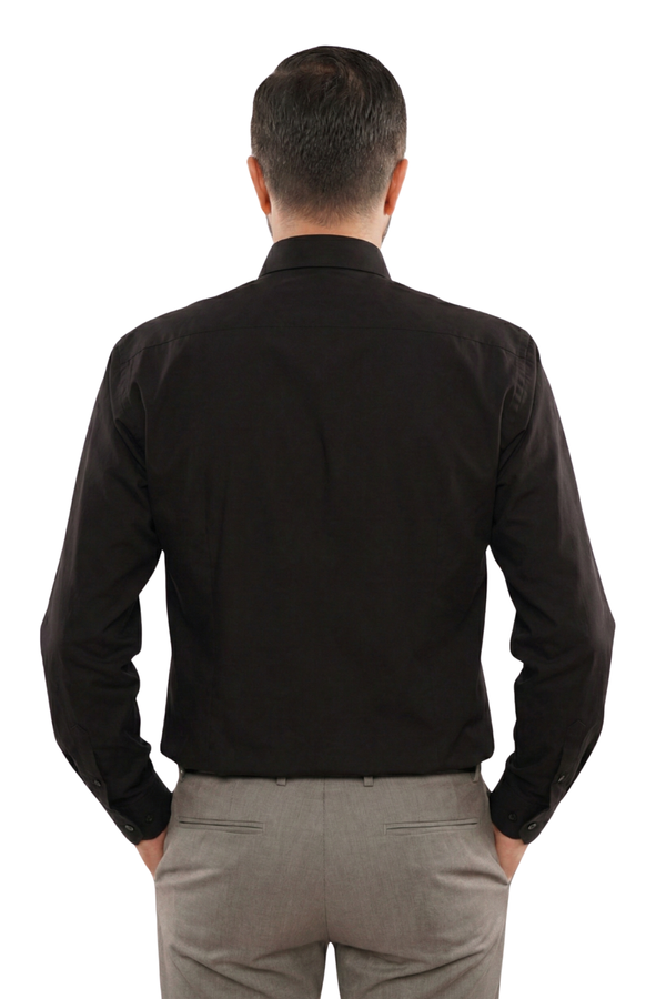 Cămașă Bărbați Neagră – Bumbac Elastic