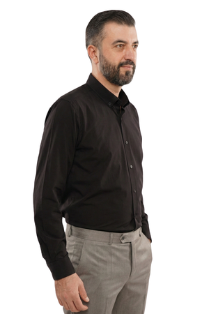 Cămașă Bărbați Neagră – Bumbac Elastic