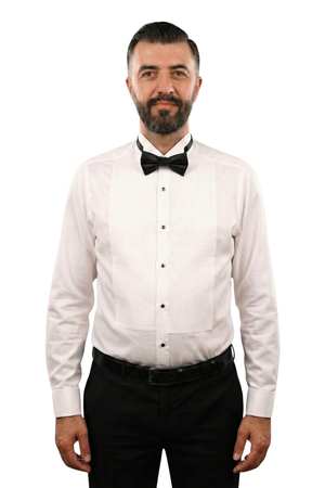 Cămașă Bărbați White Tie cu Guler Rândunică și Plastron 6AMCA00001