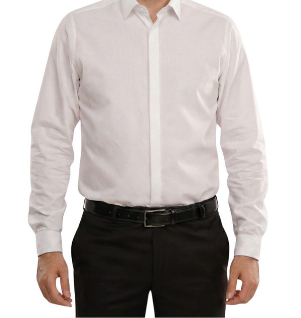 Cămașă Bărbați Albă Easy Iron – Bumbac Superfin cu Manșetă pentru Butoni
