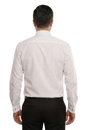 Cămașă Bărbați Albă Easy Iron – Bumbac Superfin cu Manșetă pentru Butoni