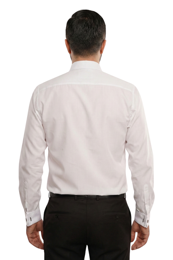 Cămașă Bărbați Albă Easy Iron – Bumbac Superfin cu Manșetă pentru Butoni