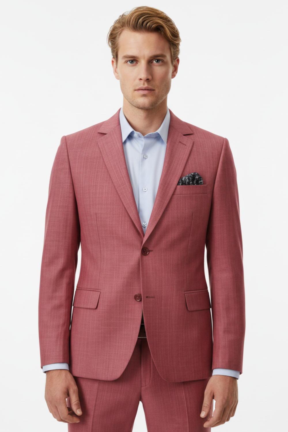 Costum Bărbați Clasic din Lână - Roz 6AM130