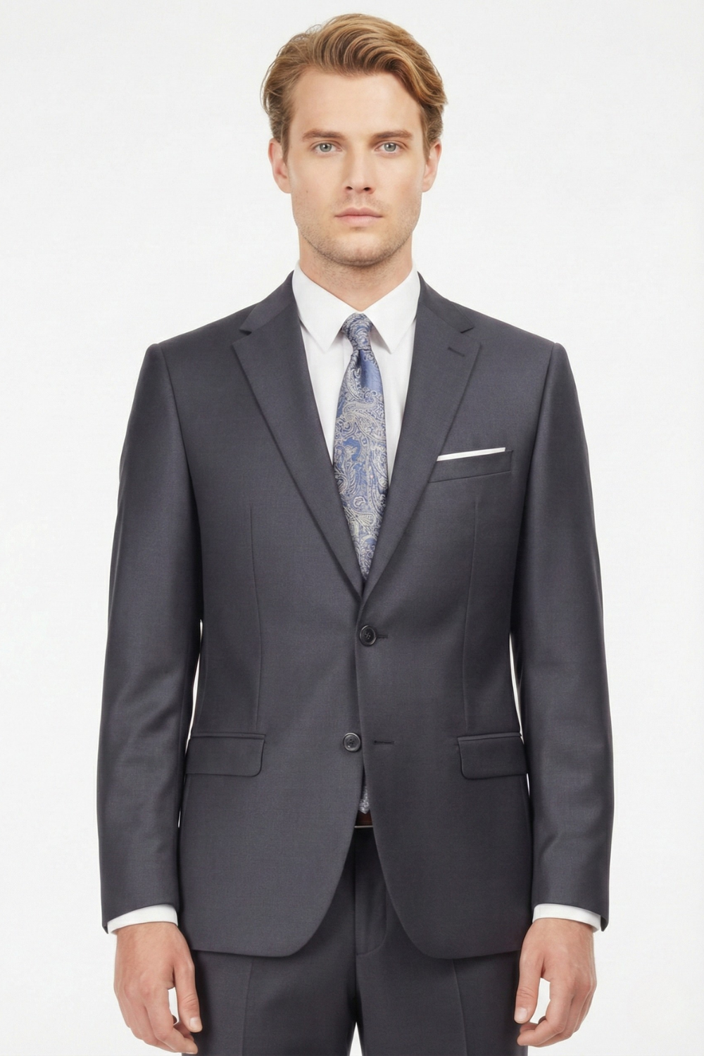 Costum Clasic din Lână Premium - Bleumarin 6AM99652