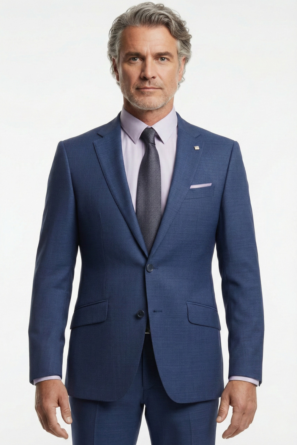 Costum Clasic din Lână Premium - Bleumarin Texturat 6AM99741